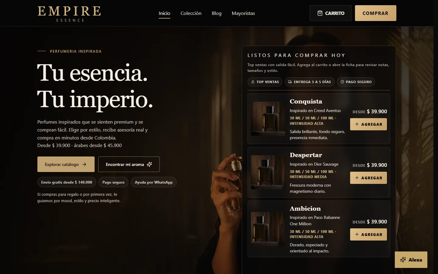 Empire Essence home page
